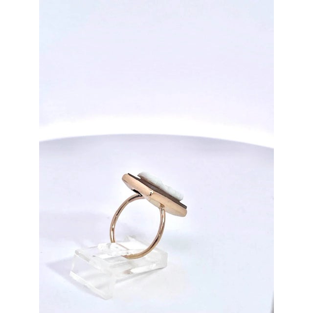 Metal Late 19th Century Hardstone Cameo Ring 14k Yellow Gold, Size 6.5 For Sale - Image 7 of 9