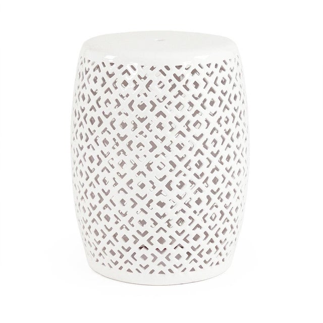 2020s Lorin White Glaze Diamond Pierced Garden Stool For Sale - Image 5 of 5