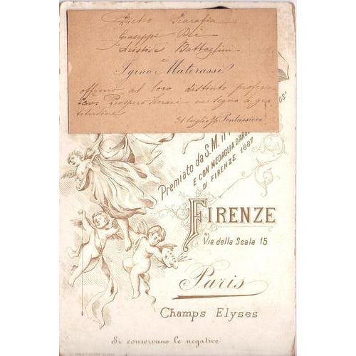 Vintage silver-salt photo taken in 1896 by Studio Moretti, Florence. Date and dedication on the back. Good conditions.