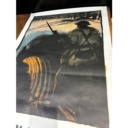 YESTERDAY THE TRENCHES Rare Historic Labour Party Poster 1923 -Reproduction 1971 96 x 63 cms In used condition, see pics.