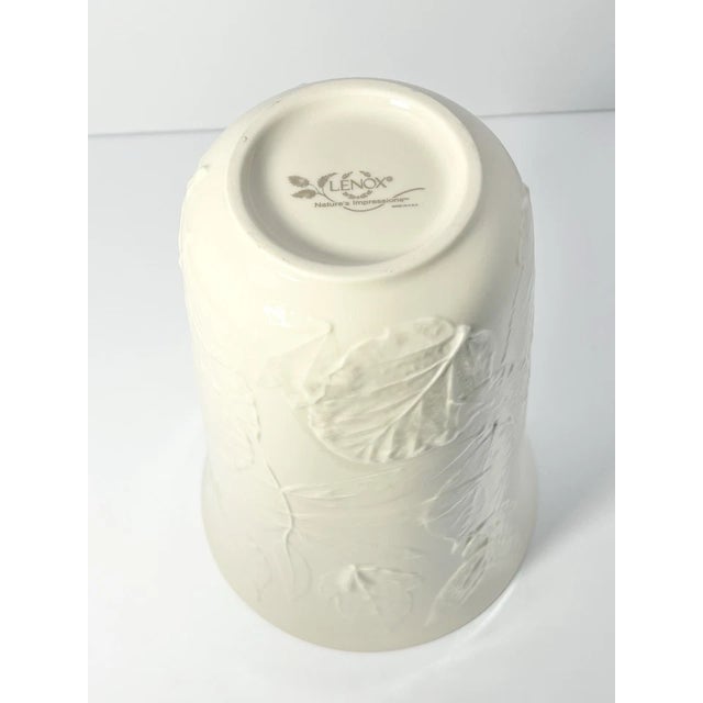 Lenox Lenox Nature’s Impressions Pressed Embossed Leaves Porcelain Tall Vase For Sale - Image 4 of 5
