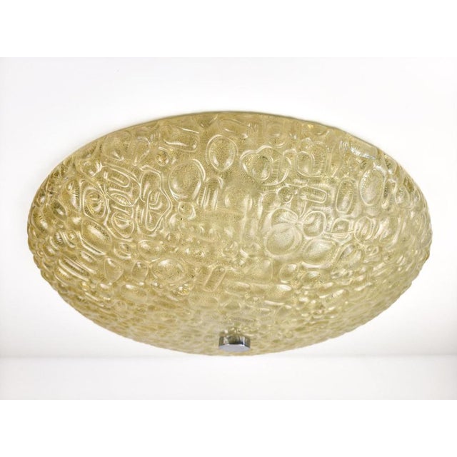 Large Mid-Century Modern Textured Glass Flush Mount or Wall Light, Germany, 1970s For Sale - Image 8 of 18