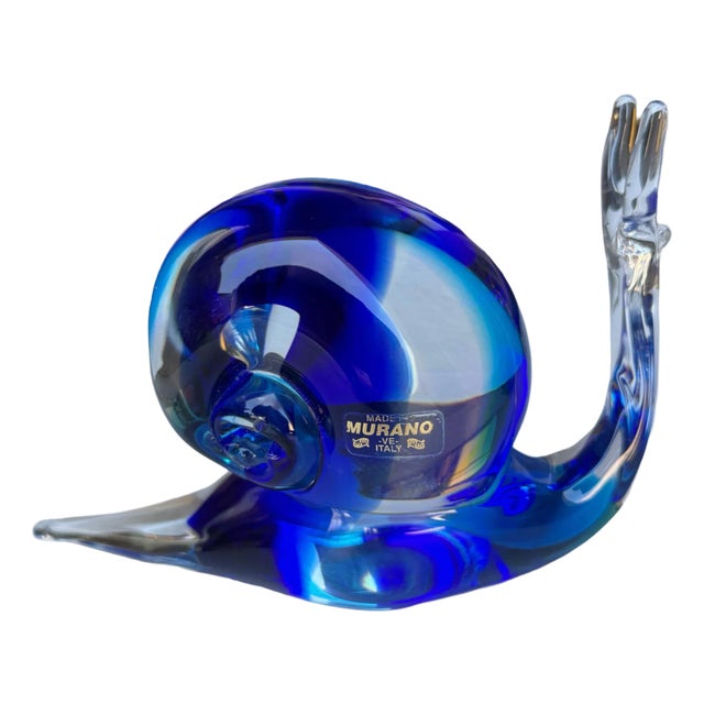 Vintage Italian Murano Hand-Blown Glass Large Snail Sculpture, Signed For Sale