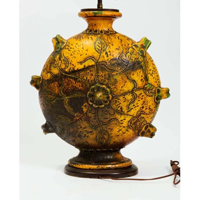 Vintage 1950s Ceramic and Wood Lamp For Sale - Image 4 of 6