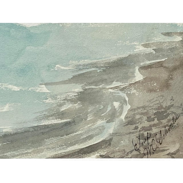 Original Antique Watercolor Painting Titled "The Wave" by Willard C. Schouler For Sale In New York - Image 6 of 7