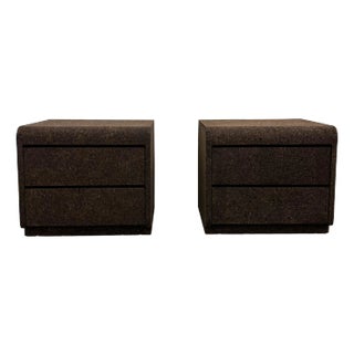 Pair of 1970s Mid Century Modern Chocolate Brown Cork Nightstands MCM Retro For Sale