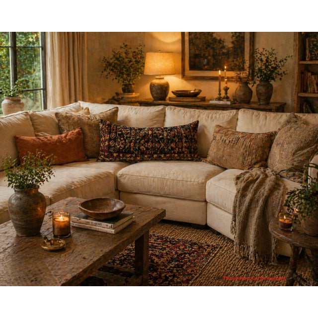 Authentic Tribal Rug Pillow - Distressed Lumbar Pillow Cushion Cover -16'' X 42'' For Sale - Image 4 of 10