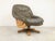 Brown Brutalist Oak and Leather Swivel Chair, 1970s For Sale - Image 8 of 12