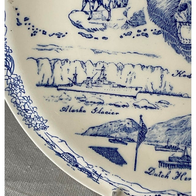 Blue Vintage Alaska Plate For Sale - Image 8 of 12