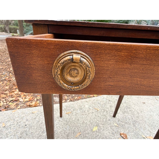Wood Antique Georgian Style Mahogany Side Table, One Drawer Stand For Sale - Image 7 of 11
