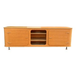 Mid-Century Modern Solid Wood Media Console With Rounded Corners For Sale