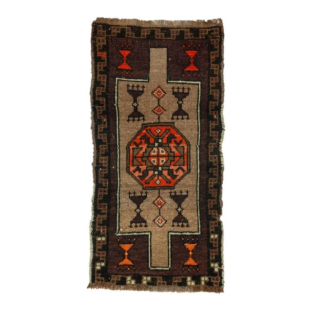 Vintage Brown Turkish Rug For Sale - Image 4 of 4