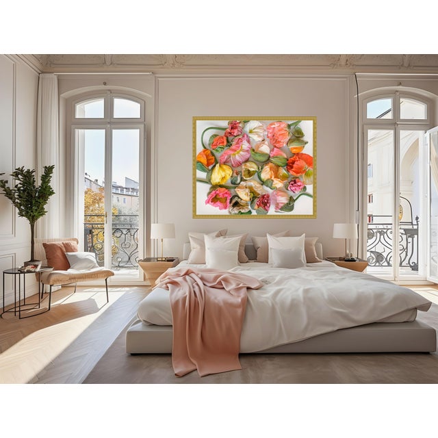 Contemporary Scattered Bunch Color Pastel Poppies For Sale - Image 3 of 6