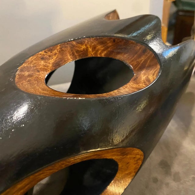 A 1980s Vintage Organic Modern Hand Carved Wood Sculptural Vase For Sale - Image 10 of 11