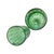 Pair of Hand Blown Green Glass Hurricanes With Etched Leaf Design For Sale - Image 4 of 5