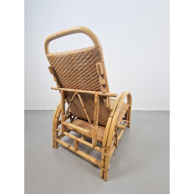 Vintage Extendable Garden Deck Chair in Rattan, 1960 For Sale - Image 10 of 18
