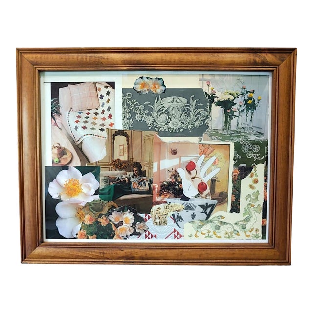 What a Girl Wants Contemporary Handmade Vintage Paper Collage Framed Under Glass For Sale