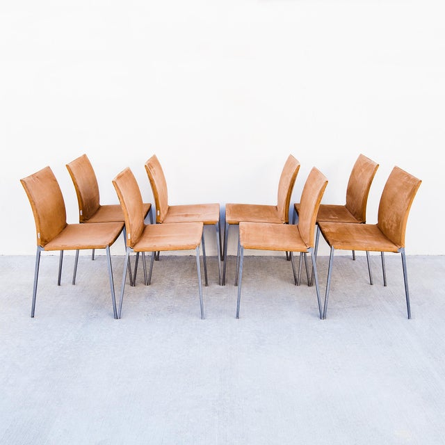 Contemporary Vintage Italian Suede "Lia" Dining Chairs by Zanotta For Sale - Image 3 of 18