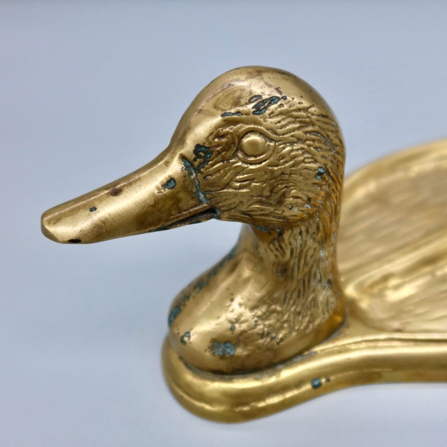 Vintage Brass Mallard Duck Valet Tray — Figural Desk Accessory For Sale - Image 4 of 9