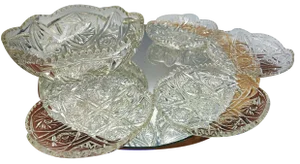 Platter from Polish Glassworks Hortensja, 1970s, Set of 5