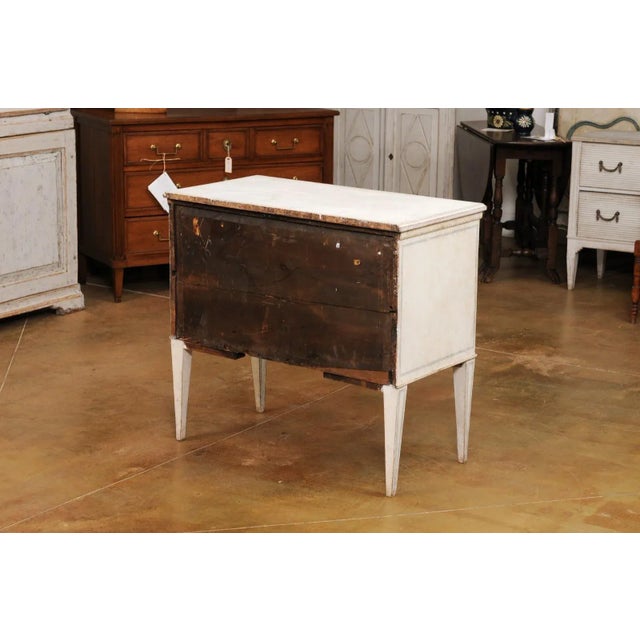 Swedish Gustavian Style 1890s Chest with Two Drawers and Grey Painted Outlines For Sale - Image 11 of 12