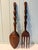 Mid-Century Modern Oversized Carved Wooden Salad Spoon & Fork Server Set For Sale - Image 3 of 12