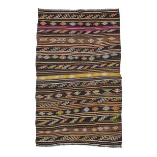 Embroidered Vintage Turkish Kilim Rug-7'2'x10'5" For Sale