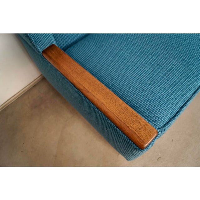 1960’s Mid-Century Modern Papa Bear Style Walnut Arm Sofa in Knoll Textiles For Sale - Image 9 of 12
