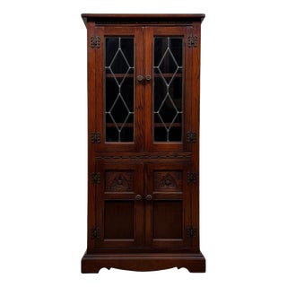 Vintage 20th Century Charm Fitted Oak Bookcase For Sale