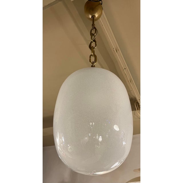 Pulegoso hand blown glass bowl with new metal fitting, rewired. This piece is designed in the style of the selected...