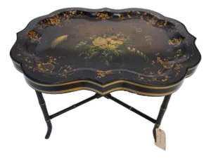 Late 19th Century Regency Black Lacquered Papier-Mache Tray Table
