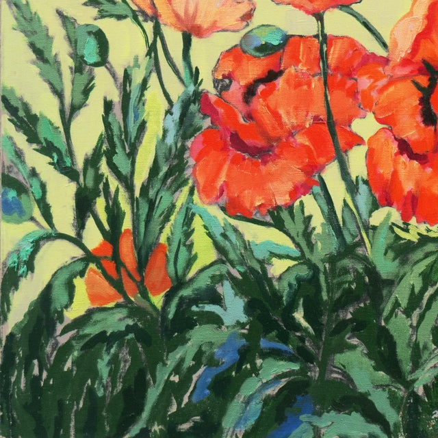 American 'Study of Red Poppies' by Alice Delmar-Oberth, 1978, New York Woman Artist, Art Students League, Met Opera For Sale - Image 3 of 7