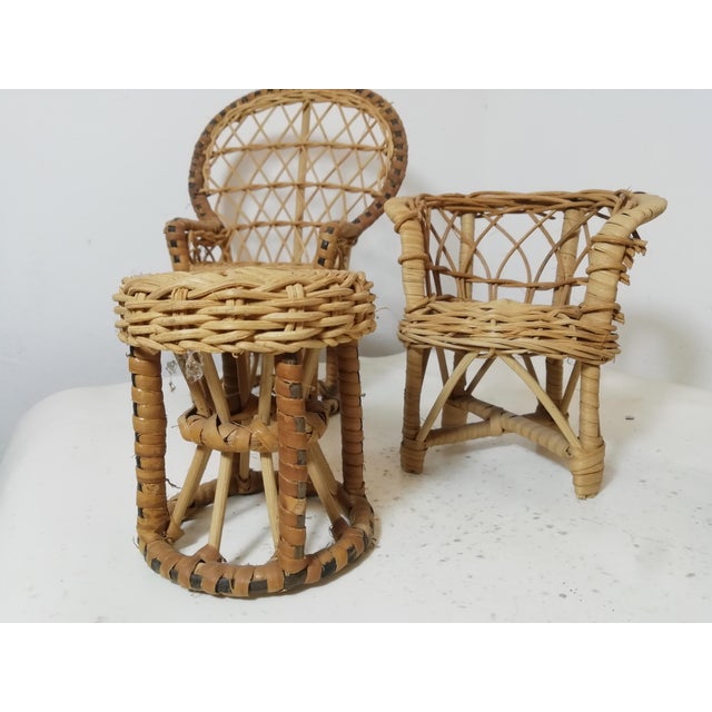 Vintage Italian Wicker Living Room Set Models, 1950s, Set of 4 For Sale - Image 4 of 10