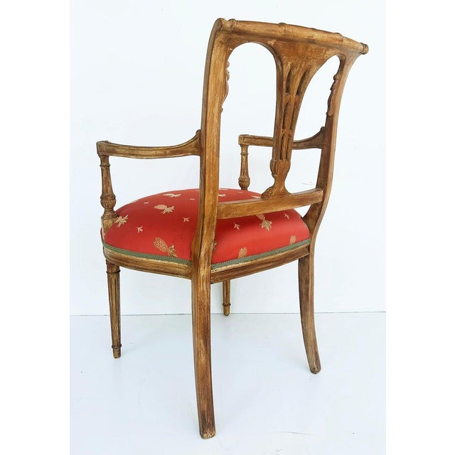 Early 20th Century Antique Carved Venetian Plastered Wood Armchairs With Pineapple Seats For Sale - Image 5 of 12