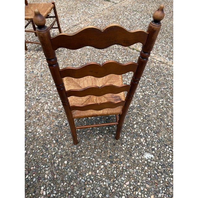 Vintage Tell City Chair Company Ladder-Back Rush Seat Chairs For Sale - Image 9 of 12