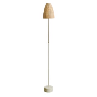 Mid-Century Swedish S-1871 Floor Lamp in Metal & Rattan from Hans-Agne Jakobsson, Sweden, 1950s For Sale