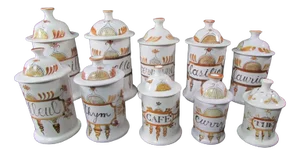 Enamelled Pharmacy and Spice Pots, 1950s, Set of 10