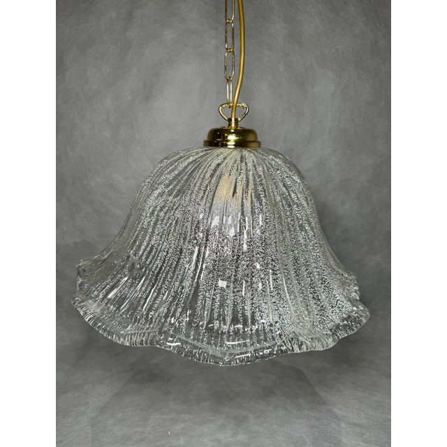 Mid-Century Modern Vintage Textured Murano Style Glass Pendant Lamp from Massive,1970s For Sale - Image 3 of 12