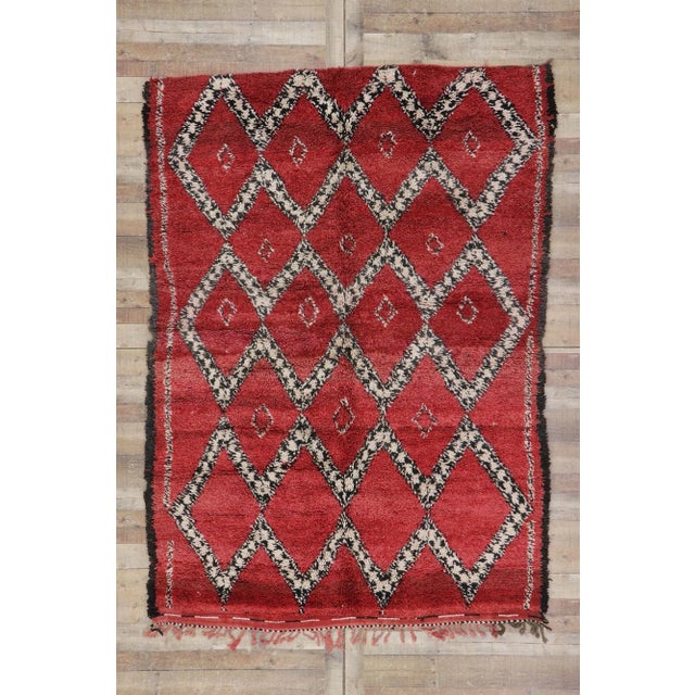 Red Late 20th Century Vintage Moroccan Beni Ourain Rug - 06'06 X 09'00 For Sale - Image 8 of 9