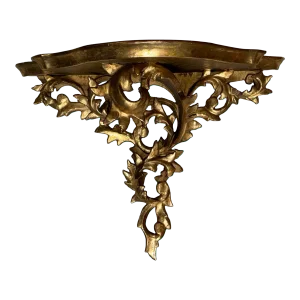 Antique Italian Rococo Giltwood Corbel Bracket Shelf