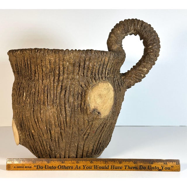 Folk Art Sewer Tile Tree Stump Jug: Handcrafted 20th Century Pottery For Sale - Image 9 of 10
