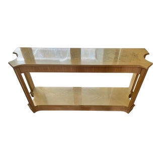 1990s Drexel Heritage Burled Ash Corinthian Collection Console Table For Sale