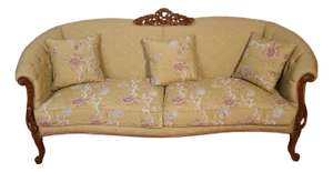 Vintage French Style Carved Mahogany Living Room Sofa / Couch