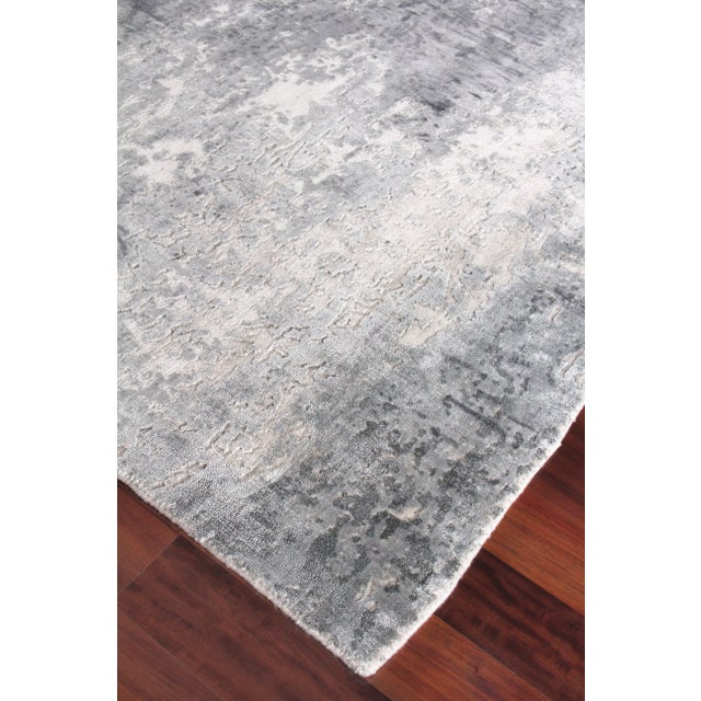 Newport Hand loom Bamboo/Silk Dark Gray/Multi Rug-9'x12" For Sale In Los Angeles - Image 6 of 7