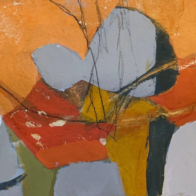 Lee Cox "Slam Dunk" Acrylic on Canvas, Small Framed Abstract Collage Painting in Orange, 2025 For Sale In Monterey, CA - Image 6 of 8