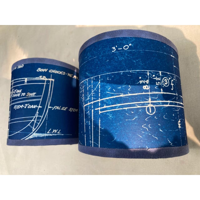 Nautical Vintage Ship Blueprint Lampshades For Sale - Image 3 of 6