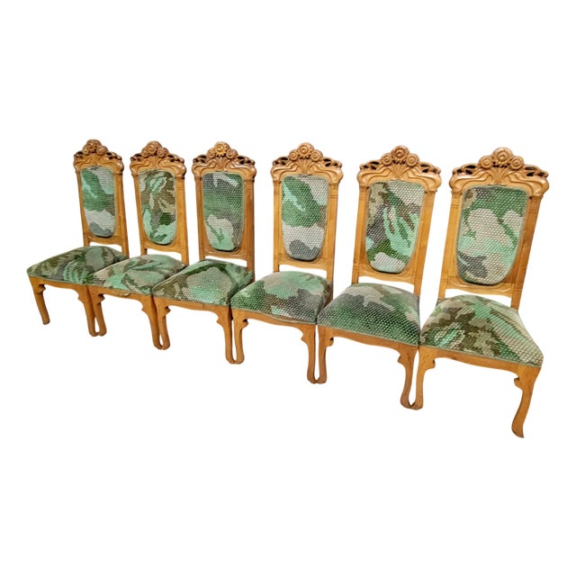 Art Nouveau Chairs in the style of Alfonso Mucha, 1900s, Set of 6 For Sale