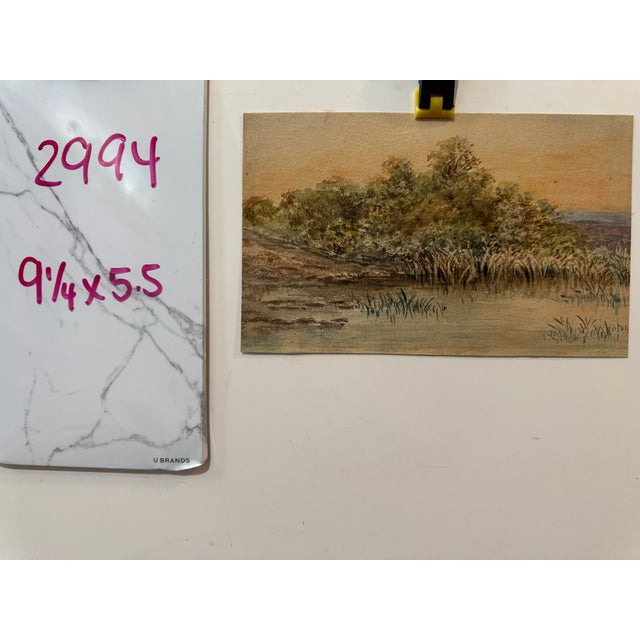 Early 20th Century Attributed to Frank Henry Mason Marshland Reeds Trees Original Watercolor Landscape For Sale In Atlanta - Image 6 of 6