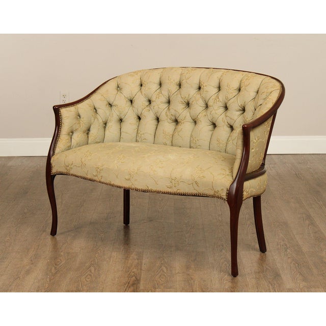 Regency Style Vintage Mahogany Frame Settee For Sale - Image 10 of 12