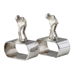 Midcentury English Silver-Plate Golf Putt Napkin Rings